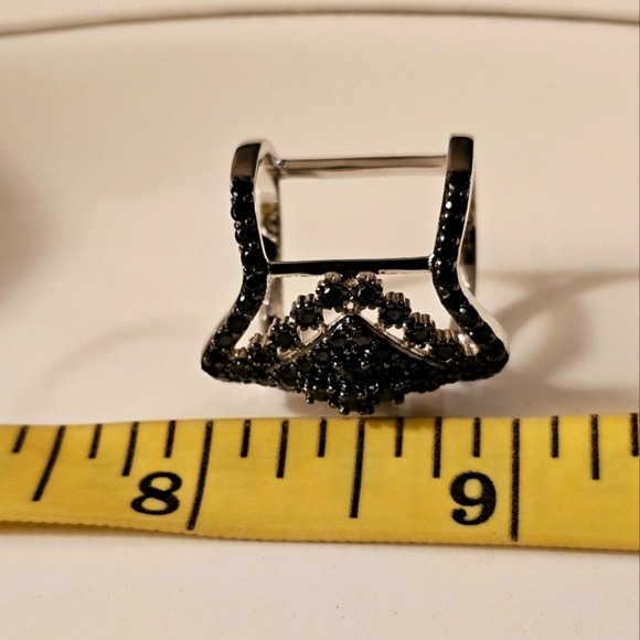 1.84 CTW Black Spinel BBJ 925 Sterling Silver Cocktail Ring Size 6 R1P22 - Picture 12 of 12